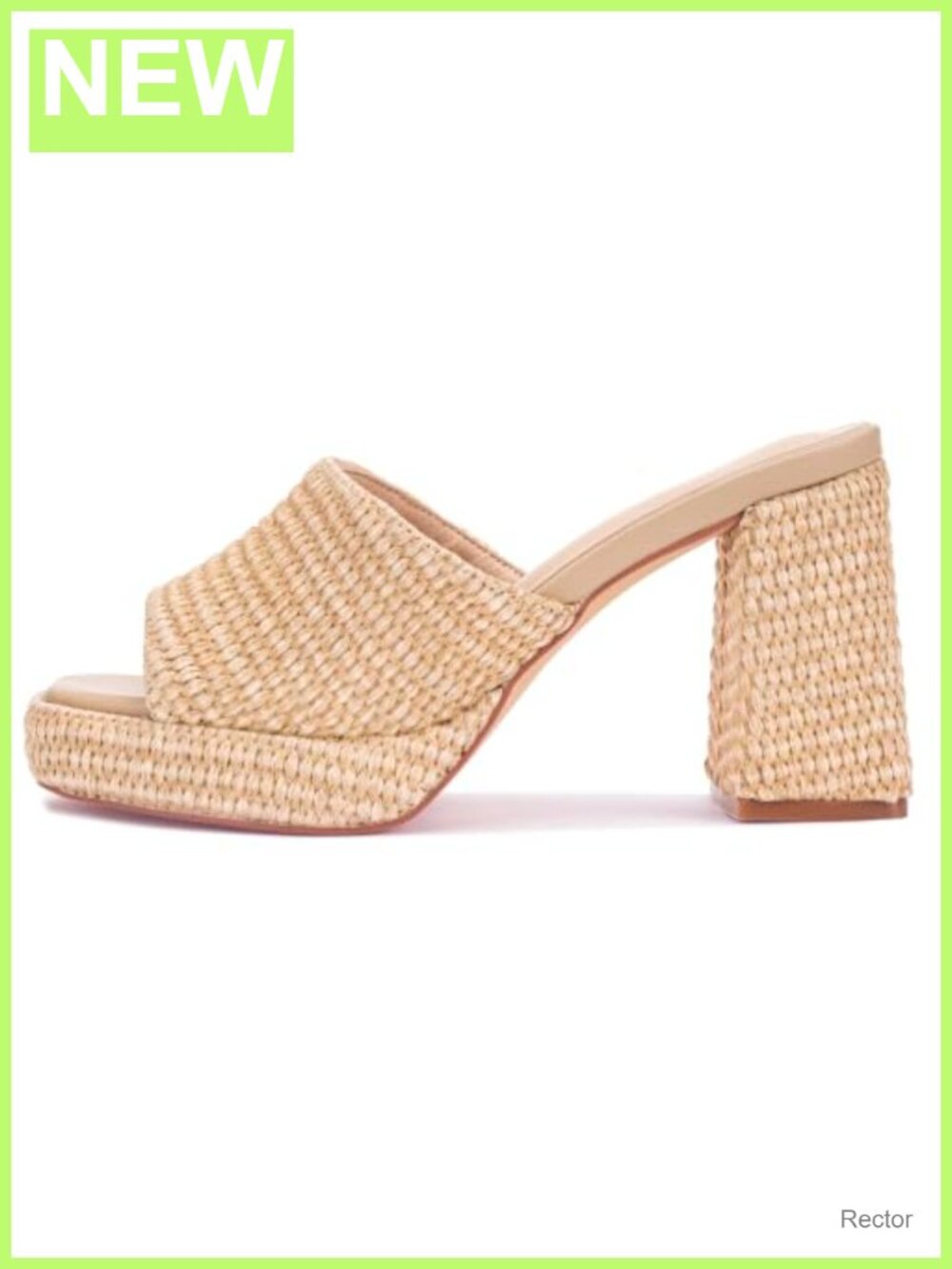 Raffia Platform Wedge Heeled Sandals Slip On Open Toe Block Heel Summer